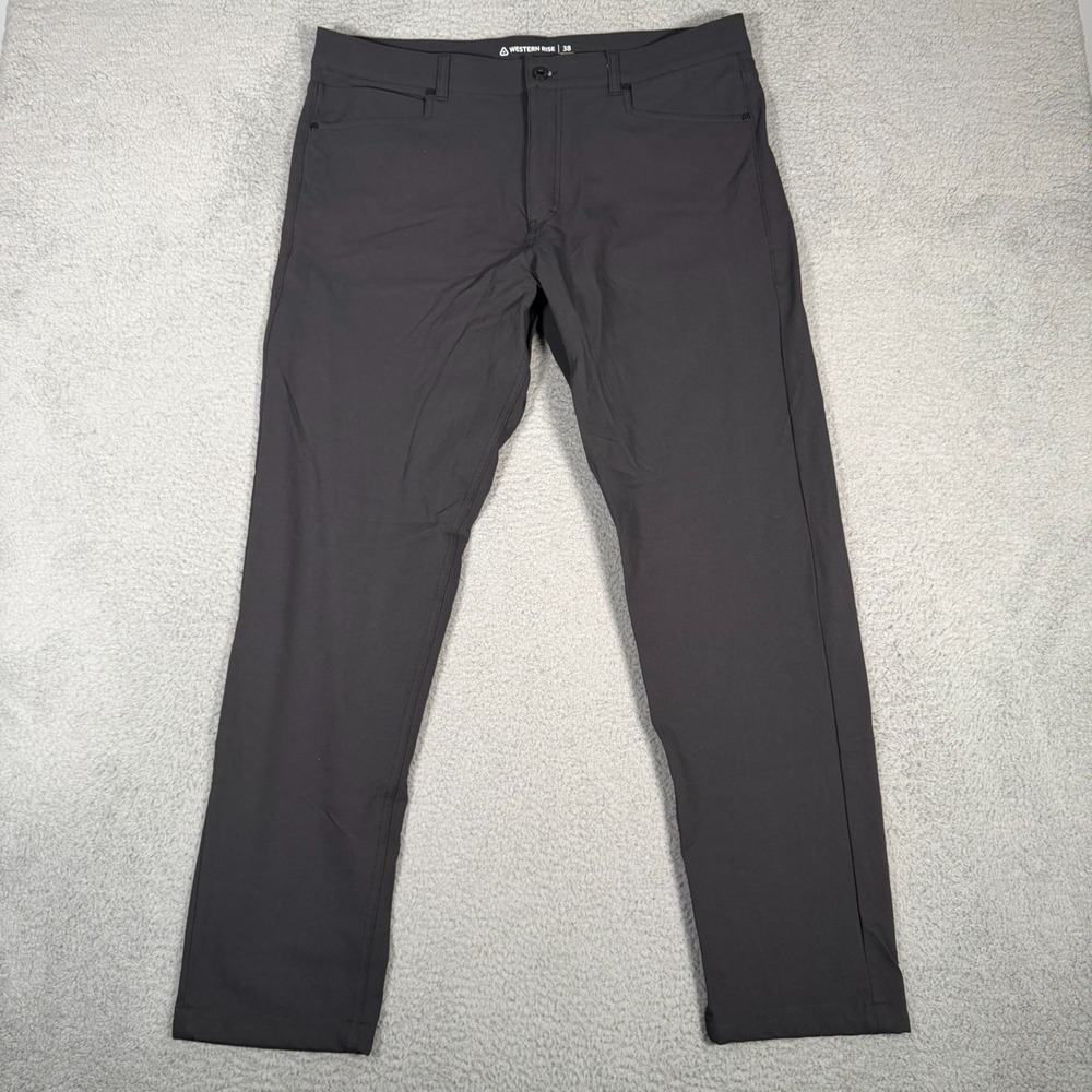 Western Rise Pants Mens 38x32 Black Gray Diversion Performance Stretch Chino